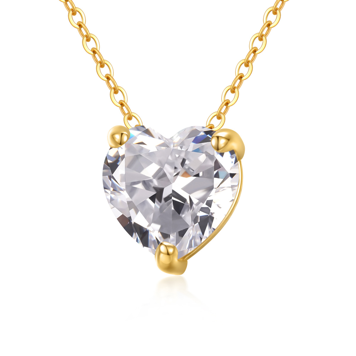 10K Gold Heart Moissanite Pendant Necklace For Women-1