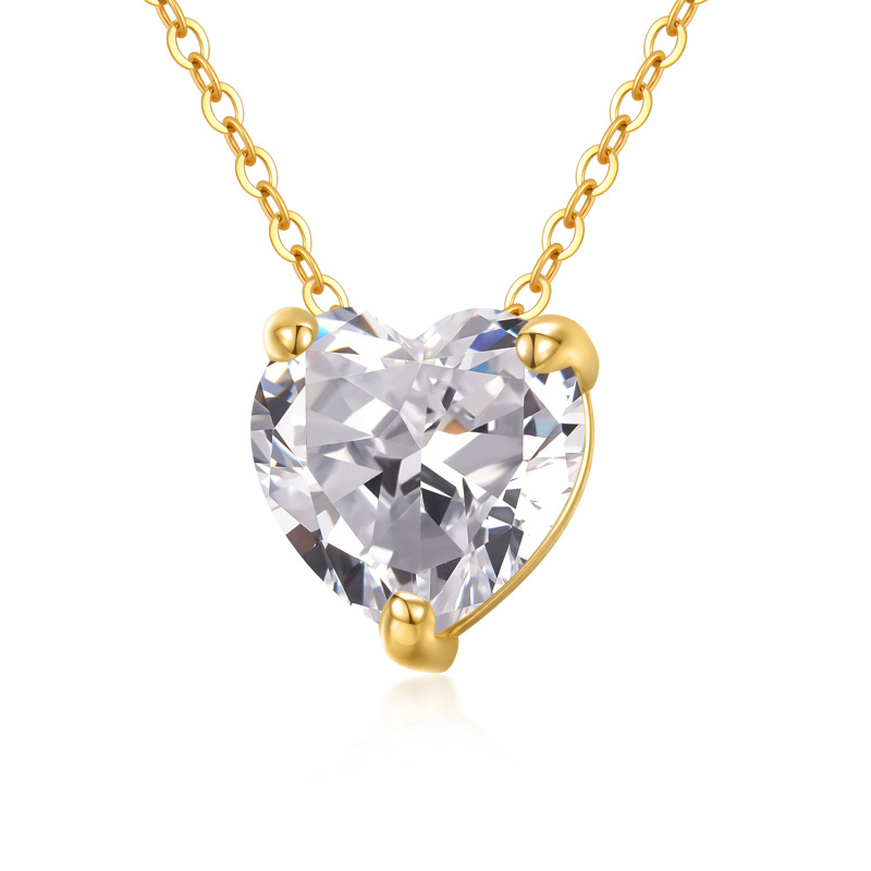 10K gouden hart moissaniet hanger ketting voor vrouwen-15