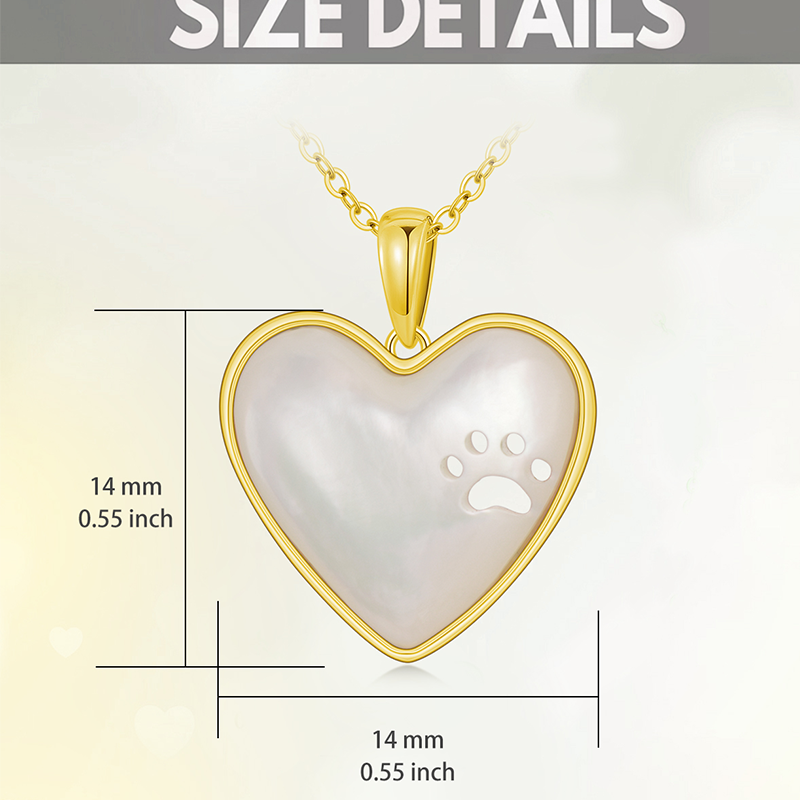 Collana con ciondolo a forma di cuore in madreperla taglio cuore in oro bianco 10K-5