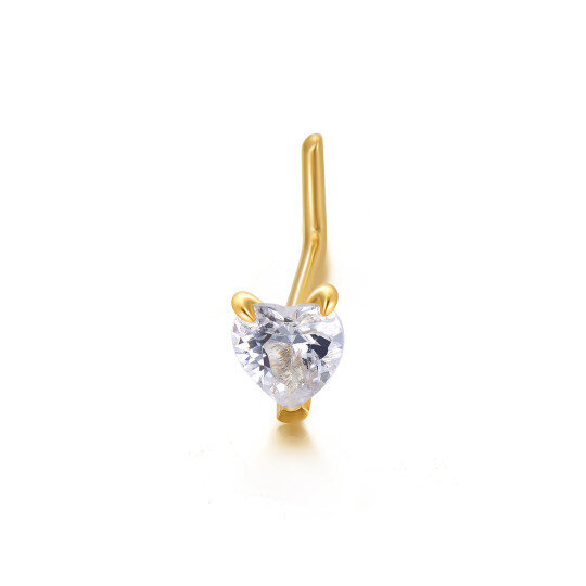 14K Gouden Hartvormige Cubic Zirconia Neusring