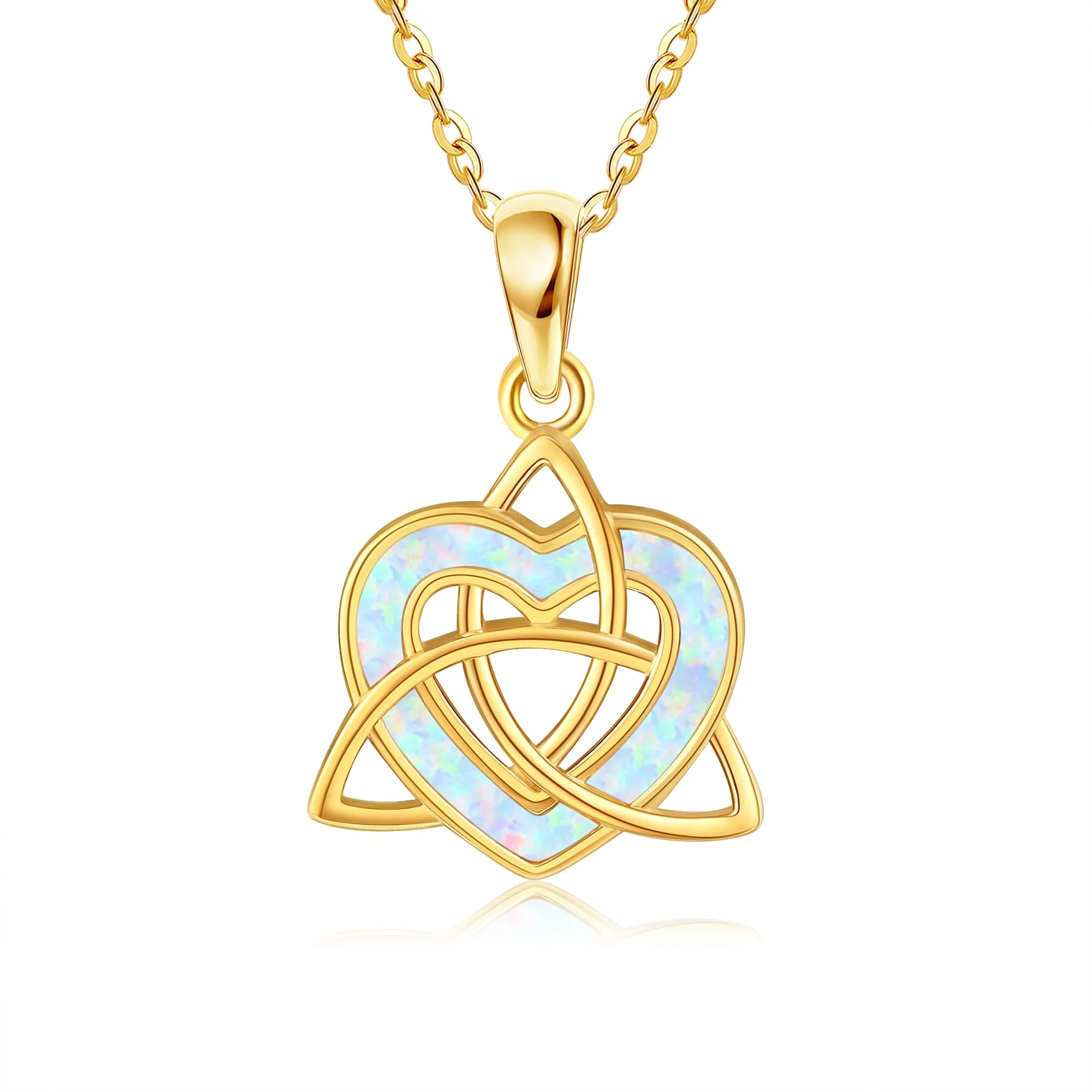 14K Gold Heart Opal… - image