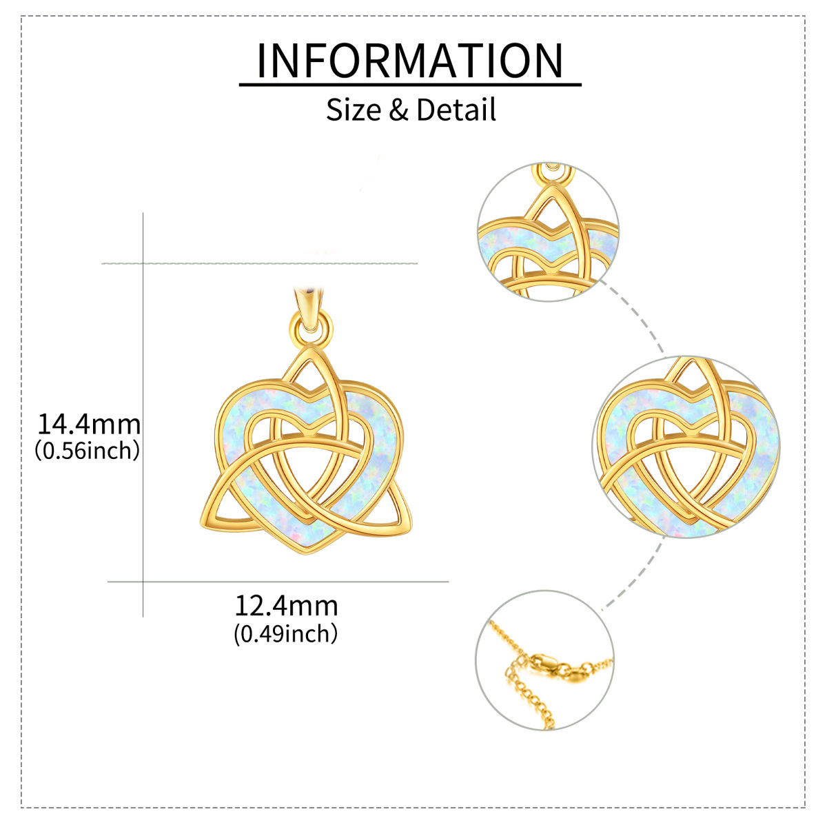 10K Gold Heart Opal Celtic Knot Pendant Necklace For Women Best Friends-6