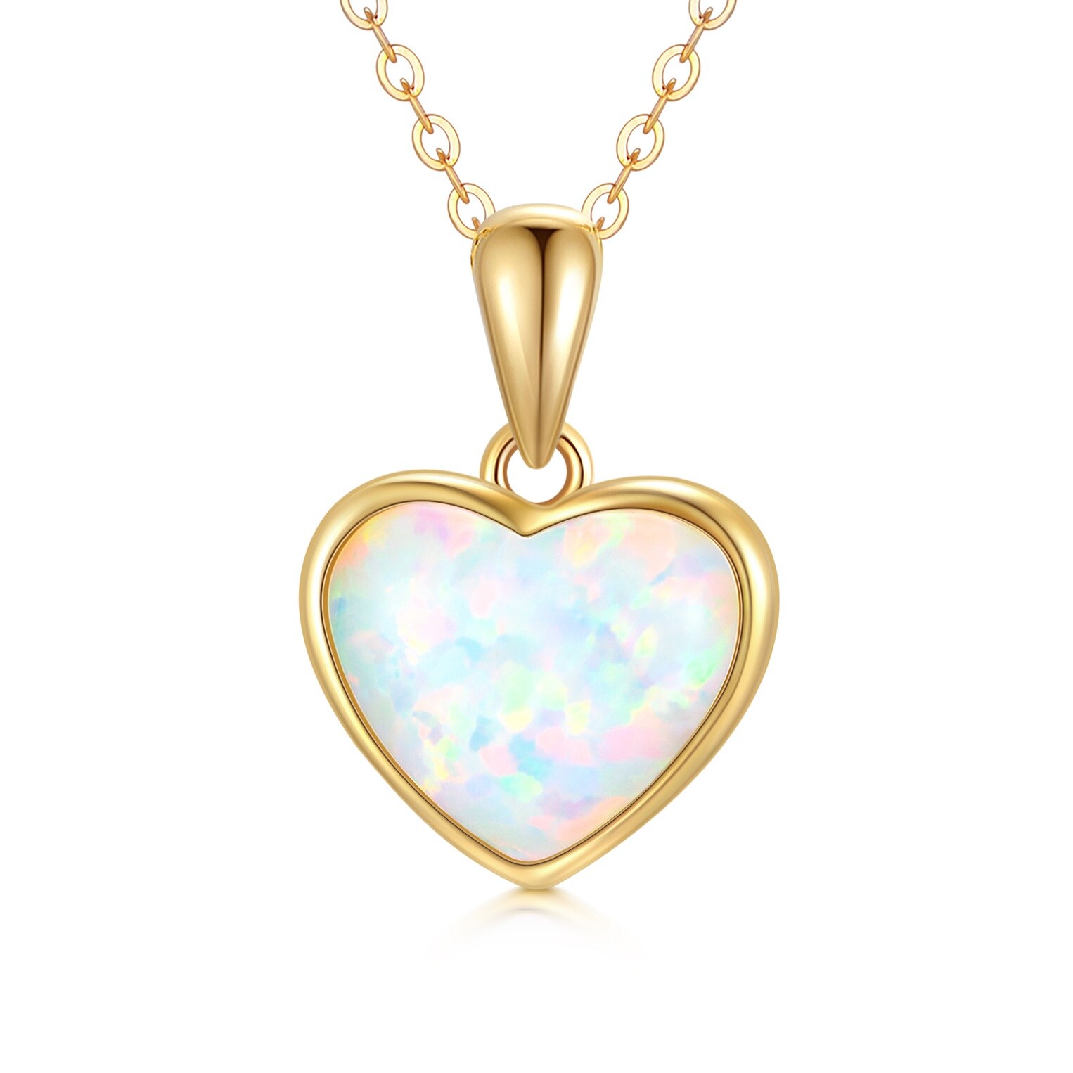 14K Gold Heart Opal… - image