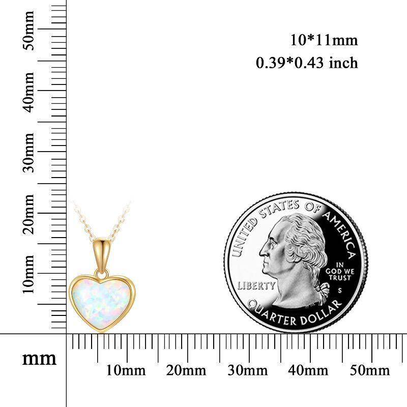 Halskette mit Herz-Opal-Anhänger aus 14-karätigem Gold für Damen-5