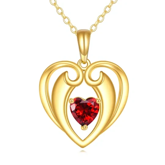 14K Gold Heart Shaped Cubic Zirconia Heart Pendant Necklace