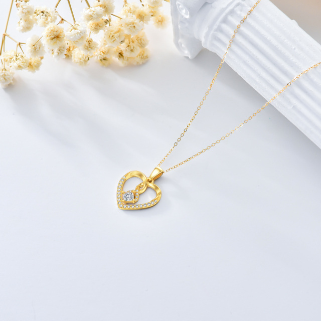 Collier en or 14K avec pendentif en forme de coeur en zircon cubique-4