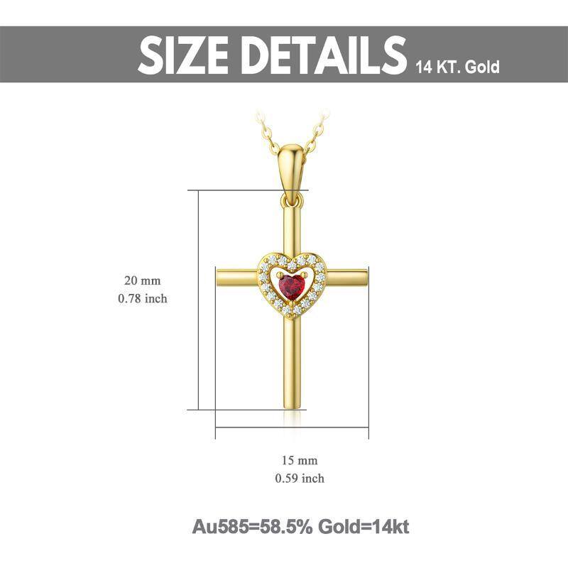 Collier avec pendentif croix en forme de cœur en or 14 carats et zircone cubique pour femme, meilleur ami-4