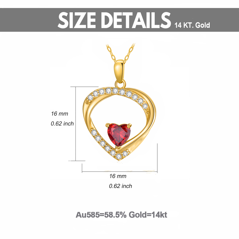 18K Gold Heart Cubic Zirconia Pendant Necklace For Women-6