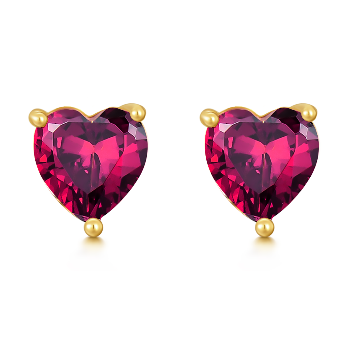 14K Gold Heart Shaped Cubic Zirconia Heart Stud Earrings-1