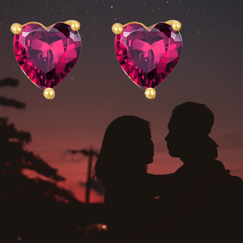 10K White Gold Heart Cut Cubic Zirconia Heart Stud Earrings-4