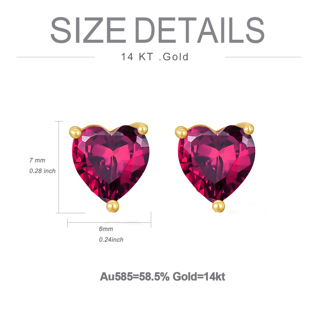 10K Gold Heart Cubic Zirconia Heart Stud Earrings For Women-6