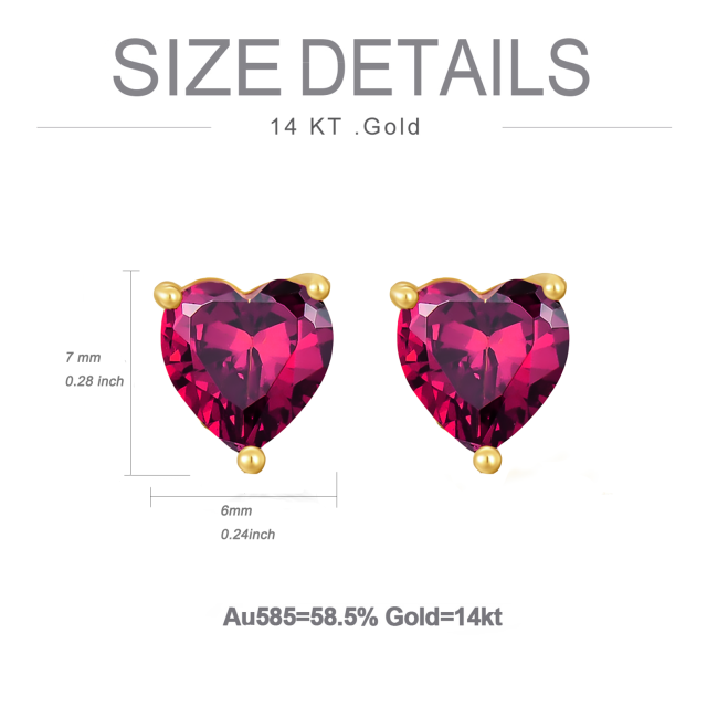 14K Gold Heart Shaped Cubic Zirconia Heart Stud Earrings-6