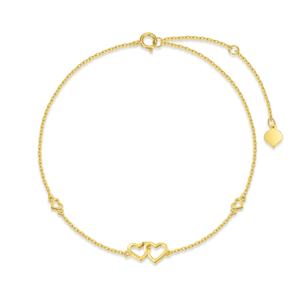10K Gold Heart Single Layer Anklet-1