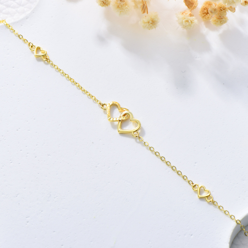 10K Gold Heart Single Layer Anklet-4