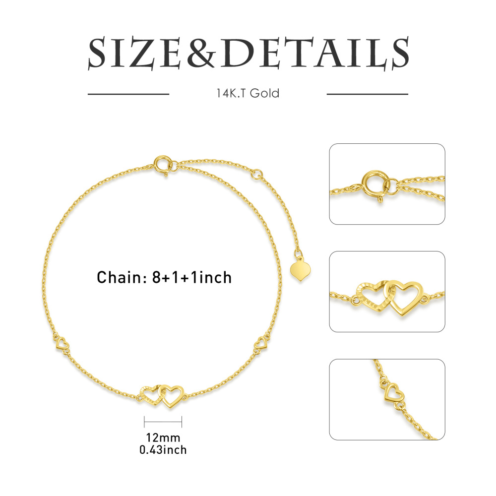 10K Gold Heart Single Layer Anklet-5