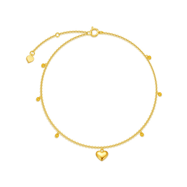 Bracelet de cheville simple couche en or 14K avec cœur