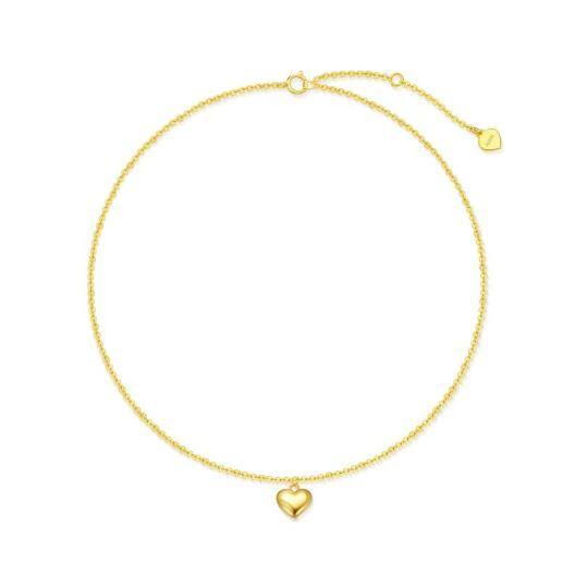 Bracelet de cheville simple couche en or 14K avec cœur