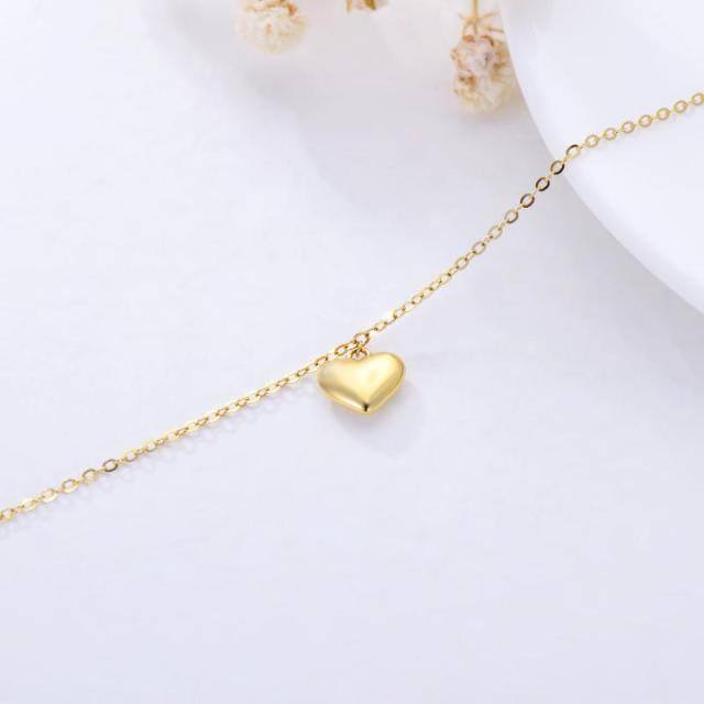 14K Gold Heart Single Layer Anklet-4