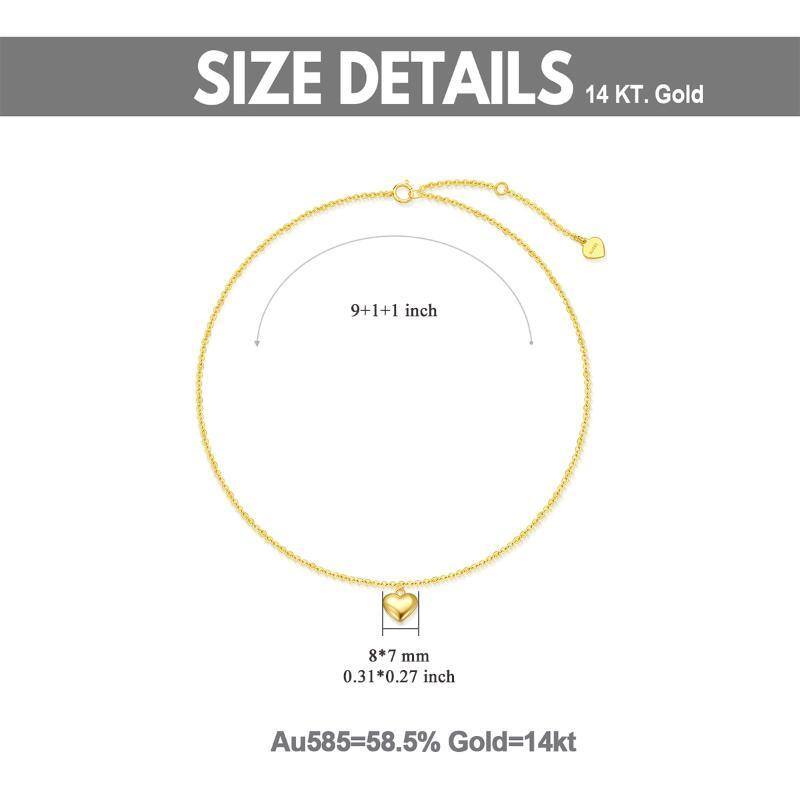 14K Gold Herz einlagig Fußkettchen-5