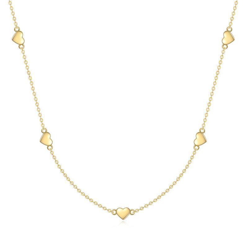 10K Gold Heart Stackable Choker Necklace-1