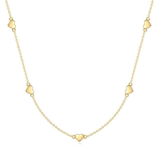 14K Gold Heart Stackable Choker Necklace-1