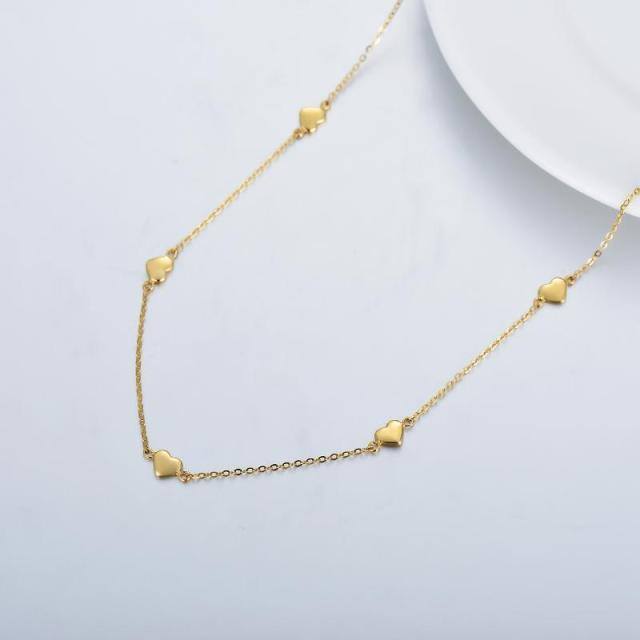 14K Gold Herz stapelbar Choker Halskette-3