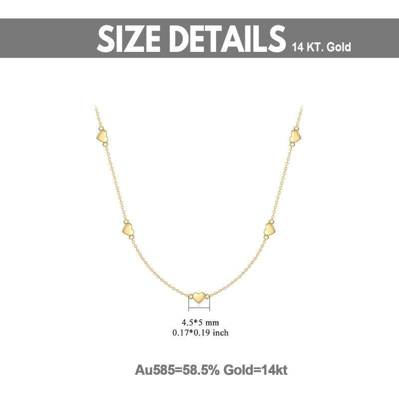 10K Gold Heart Stackable Choker Necklace-5