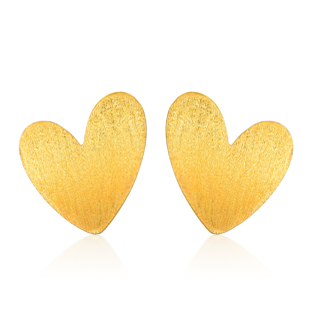 10K Gold Heart Stud Earrings-1