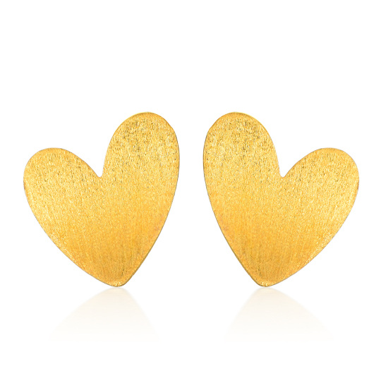 10K Gold Heart Stud Earrings