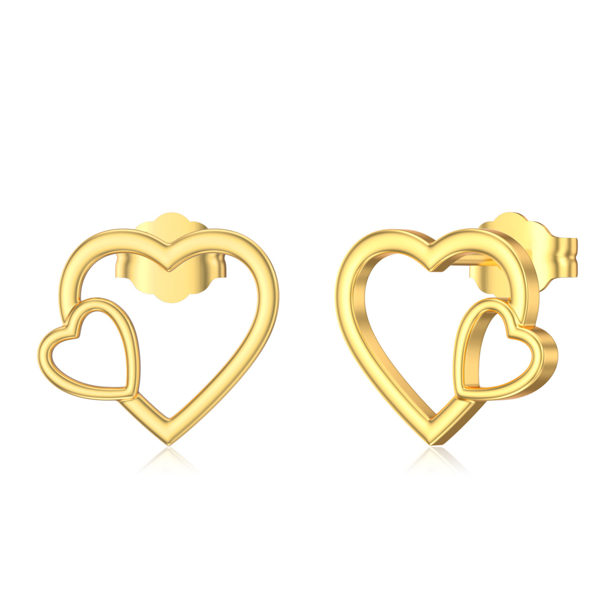 10K Gold Heart Stud Earrings-1