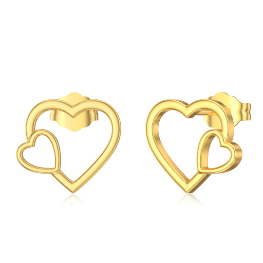 10K Gold Heart Stud Earrings