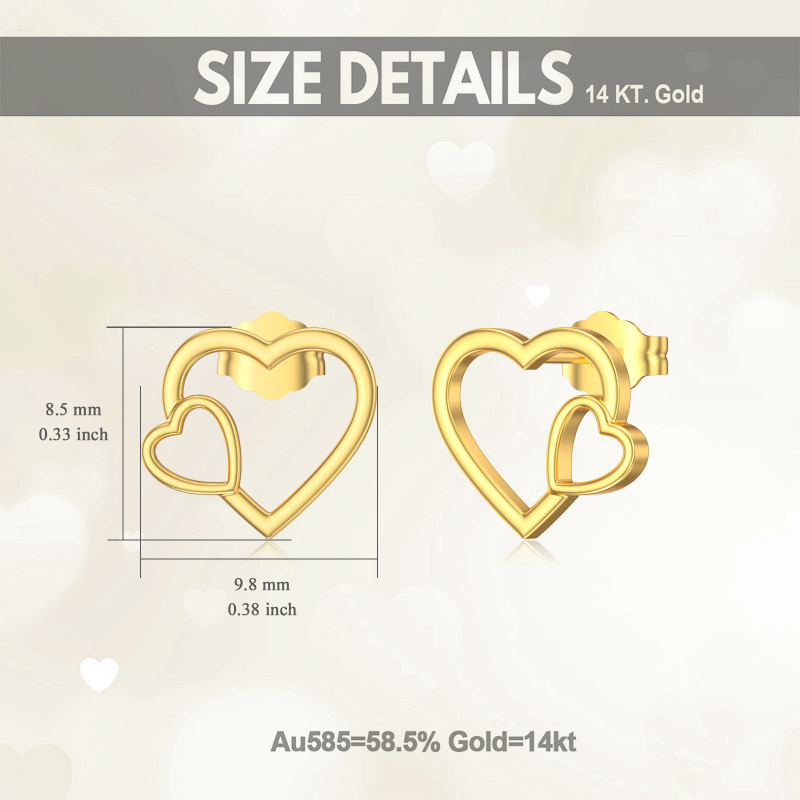 10K White Gold Heart Stud Earrings-5