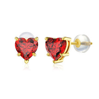 10K Gold Cubic Zirconia Heart Stud Earrings-20