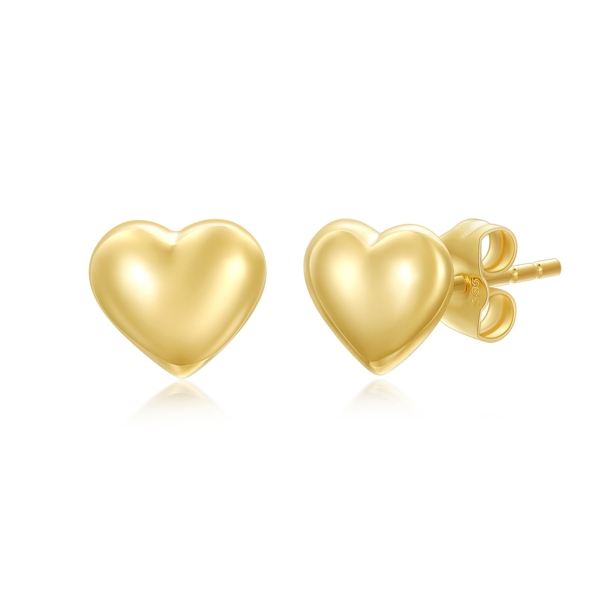 18K Gold Heart Stud Earrings-1