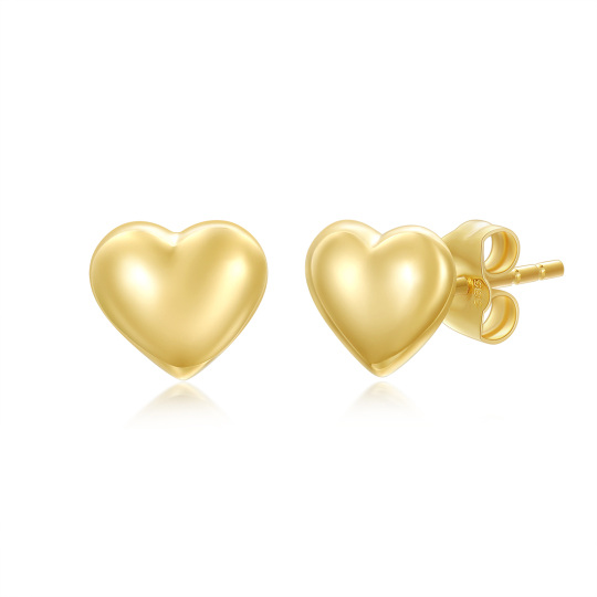 14K Gold Heart Stud Earrings