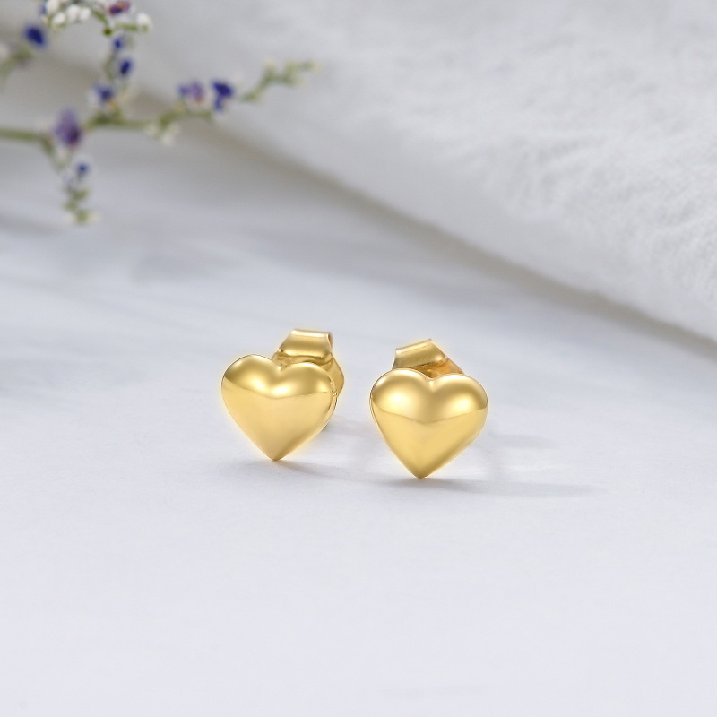 10K White Gold Heart Stud Earrings-5