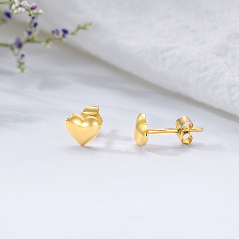 10K White Gold Heart Stud Earrings-6