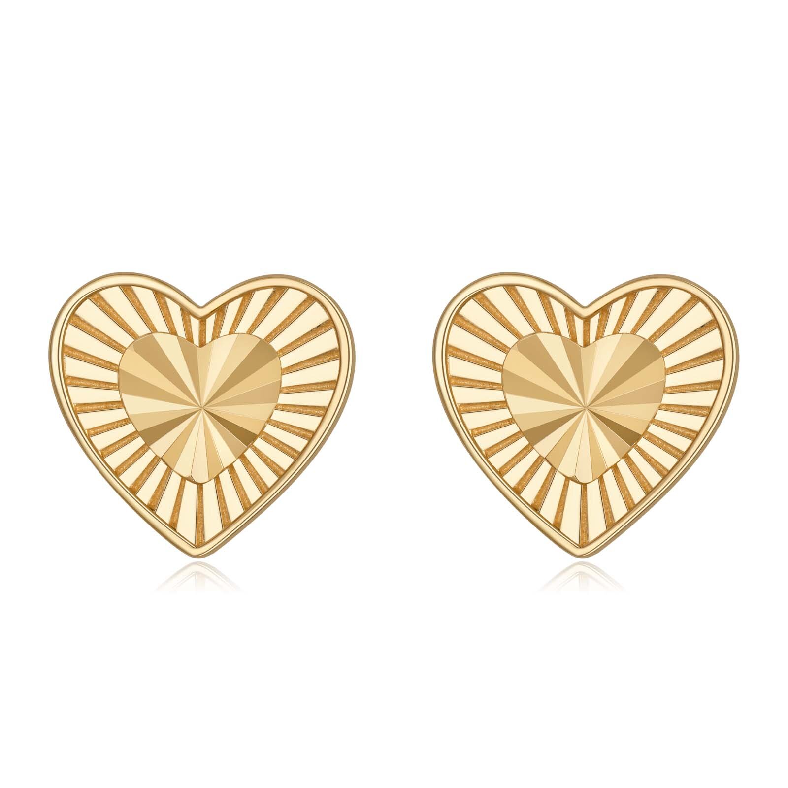 14K Gold Heart Stud… - image