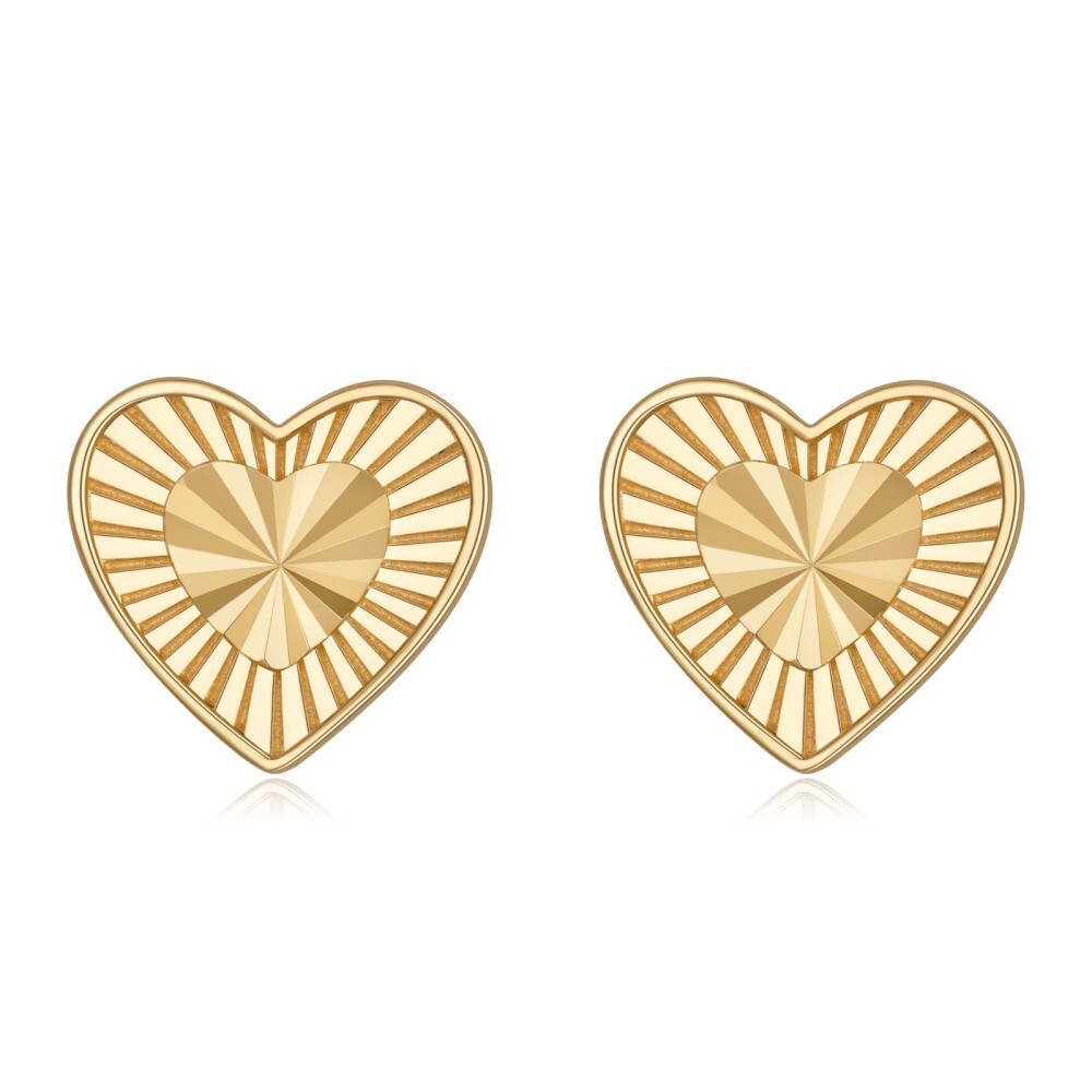 10K Gold Heart Stud Earrings-1