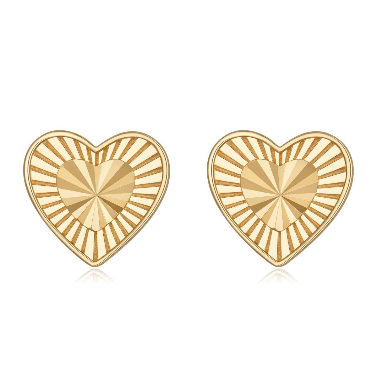 14K Gold Heart Stud Earrings-1