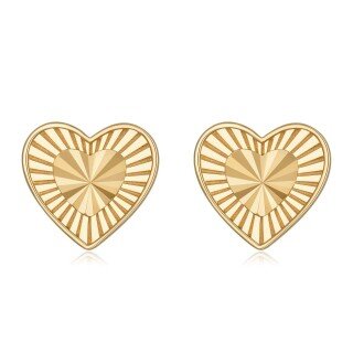 10K Gold Heart Stud Earrings-12