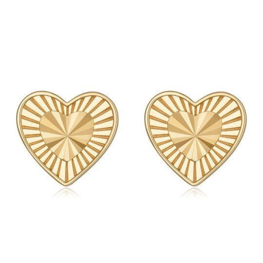 Aretes de corazón de oro de 14 quilates