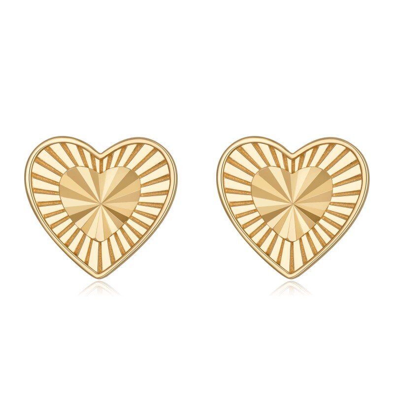 10K Gold Heart Stud Earrings-18