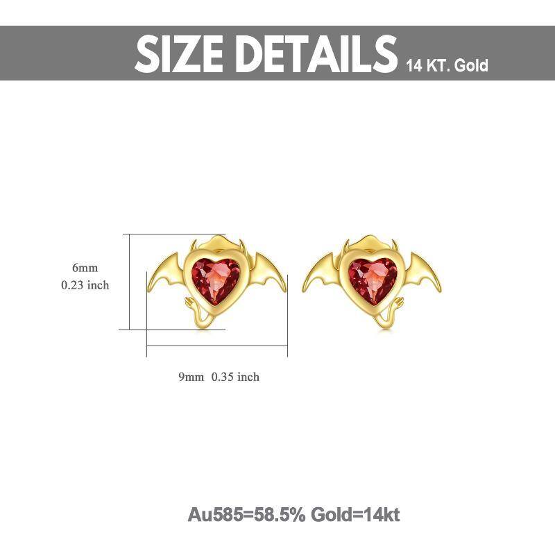 10K Gold Cubic Zirconia Heart Stud Earrings-3