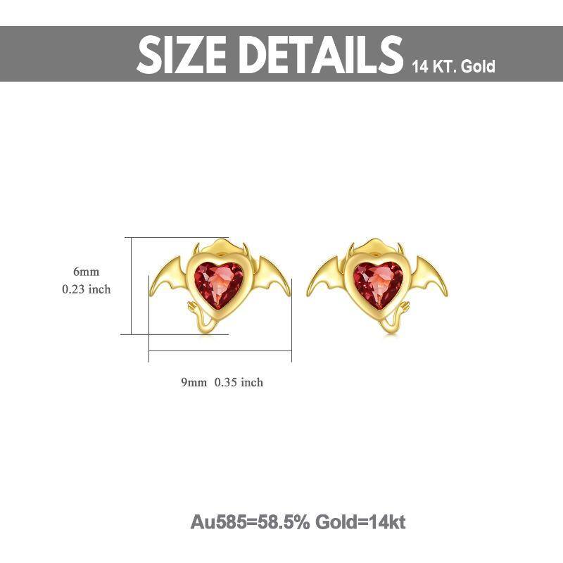 Pendientes de oro de 14 quilates con corazón de circonita cúbica-3