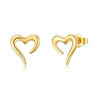 10K Gold Heart Stud Earrings-12