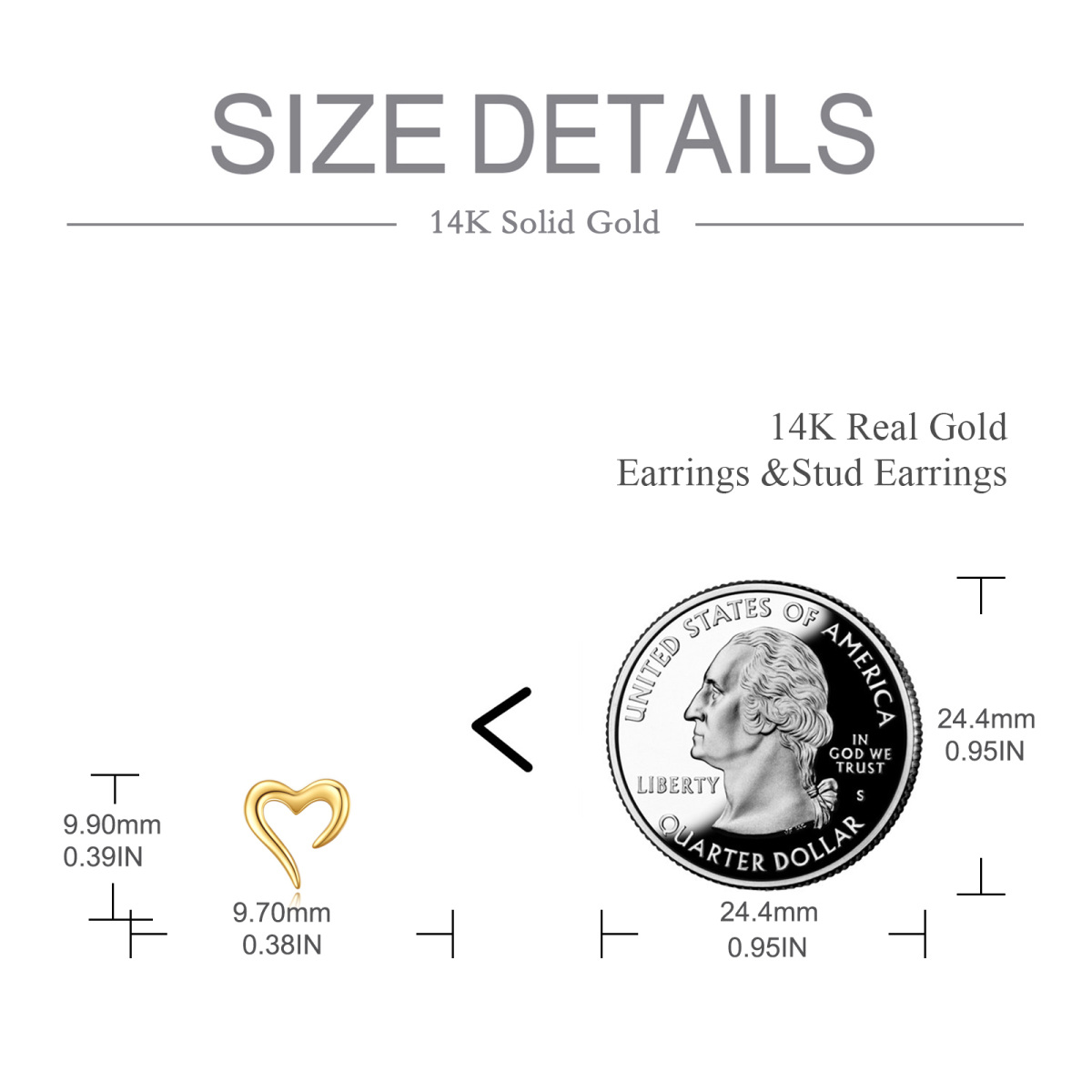 10K Gold Heart Stud Earrings-6