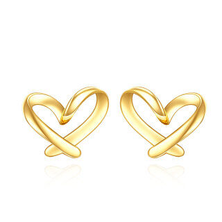 10K Gold Heart Stud Earrings-13