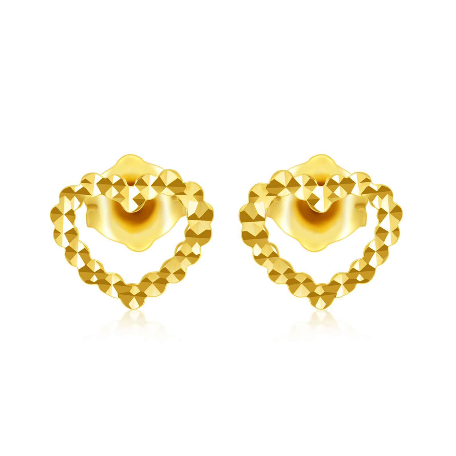 14K Gold Heart Stud… - image