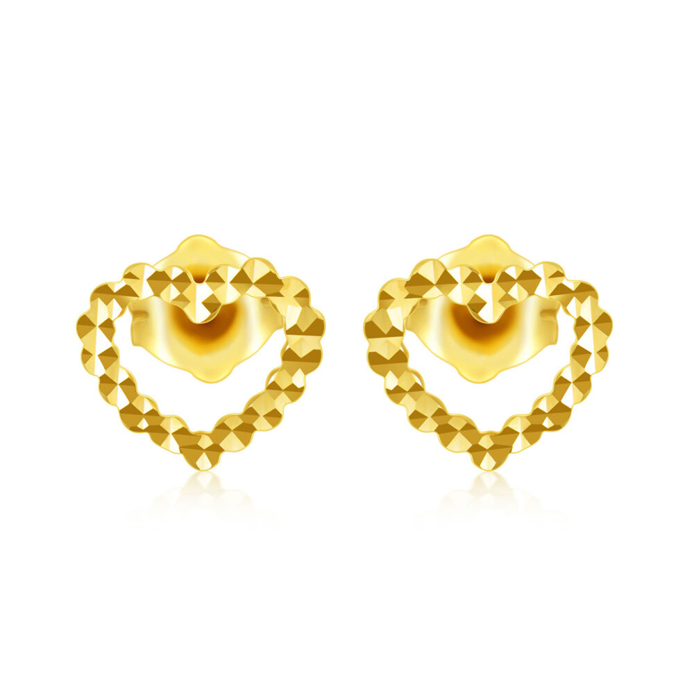 10K Gold Heart Stud Earrings-1